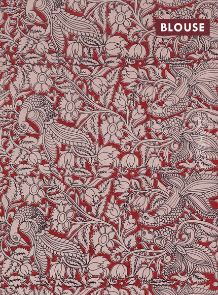 Narayanpet cotton saree maroon and beige with plain body and thread woven border