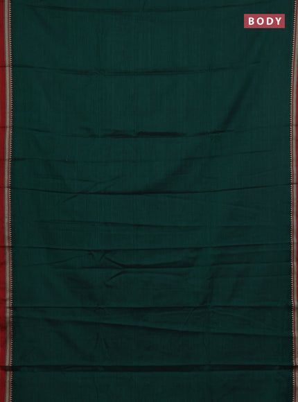 Narayanpet cotton saree green and yellow with plain body and thread woven border