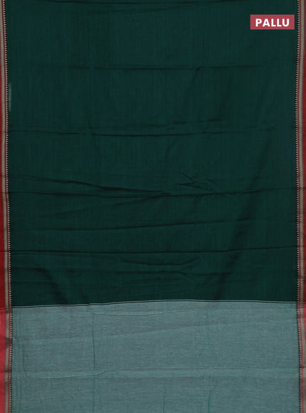 Narayanpet cotton saree green and yellow with plain body and thread woven border