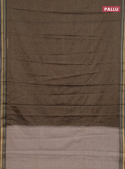 Narayanpet cotton saree chickku shade and black with plain body and thread woven border