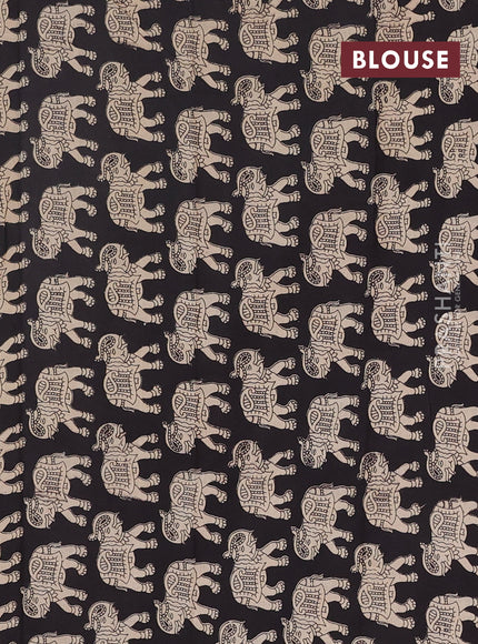 Narayanpet cotton saree chickku shade and black with plain body and thread woven border