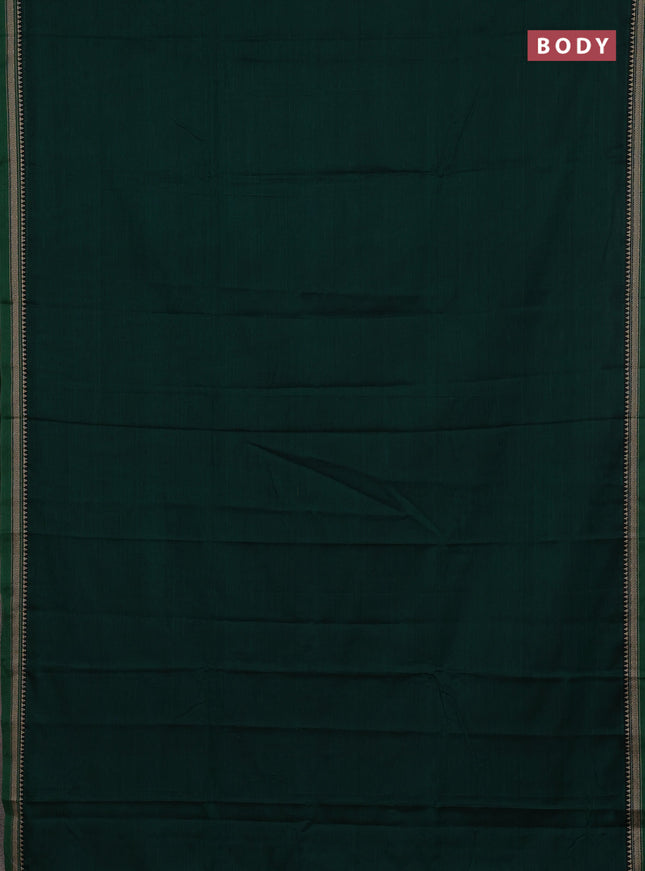 Narayanpet cotton saree green and pink with plain body and thread woven border