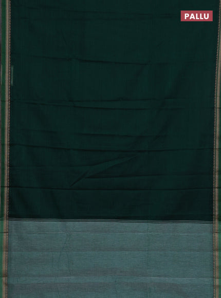 Narayanpet cotton saree green and pink with plain body and thread woven border