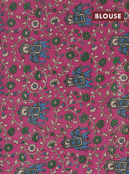 Narayanpet cotton saree green and pink with plain body and thread woven border