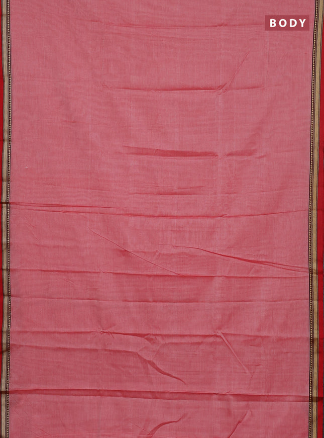 Narayanpet cotton saree red and maroon with plain body and thread woven border