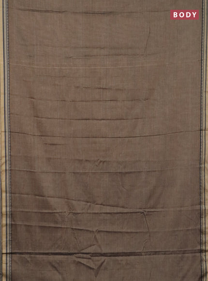 Narayanpet cotton saree chickku shade and black with plain body and thread woven border
