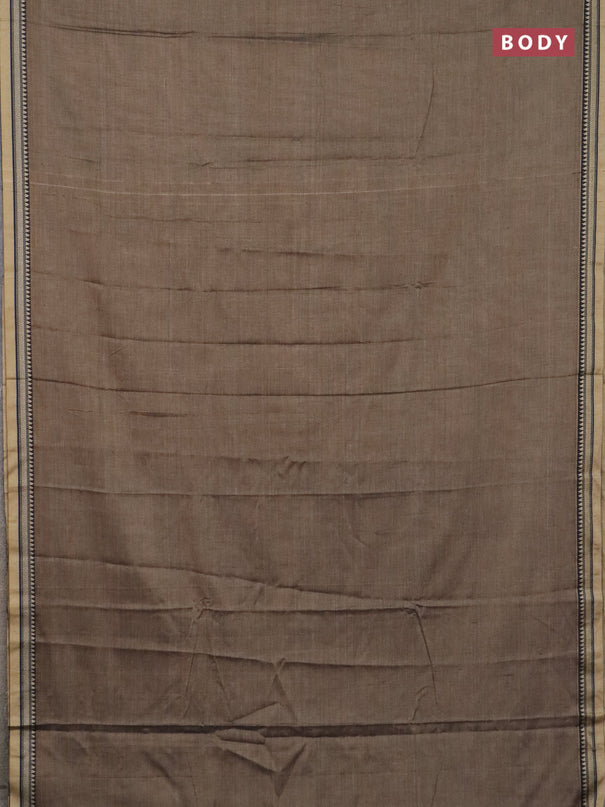 Narayanpet cotton saree chickku shade and black with plain body and thread woven border