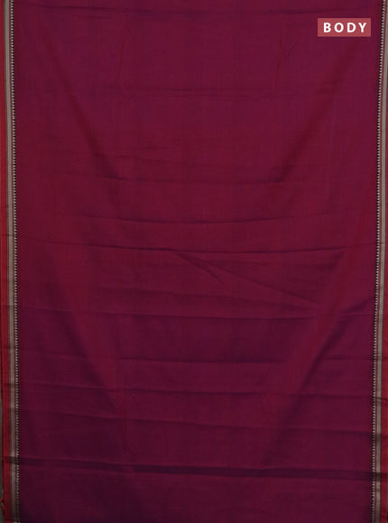 Narayanpet cotton saree purple and beige with plain body and thread woven border