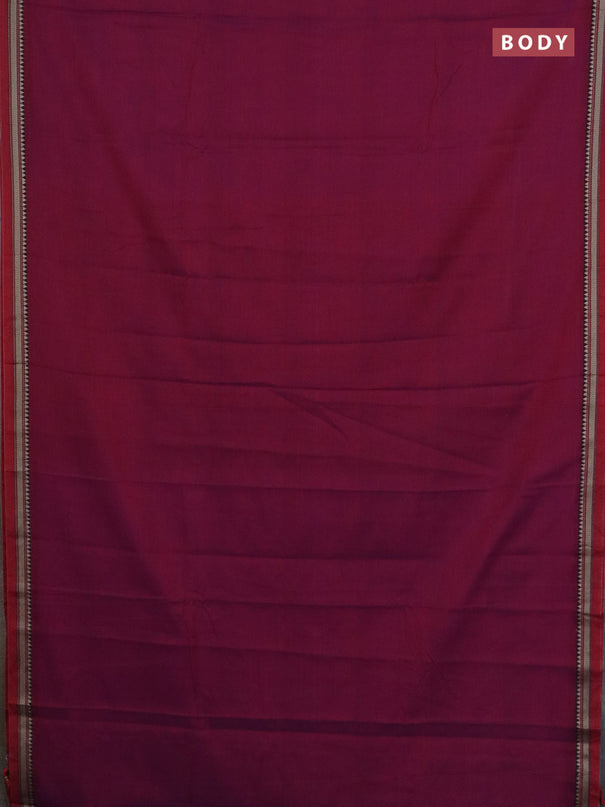 Narayanpet cotton saree purple and beige with plain body and thread woven border