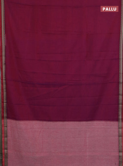 Narayanpet cotton saree purple and beige with plain body and thread woven border
