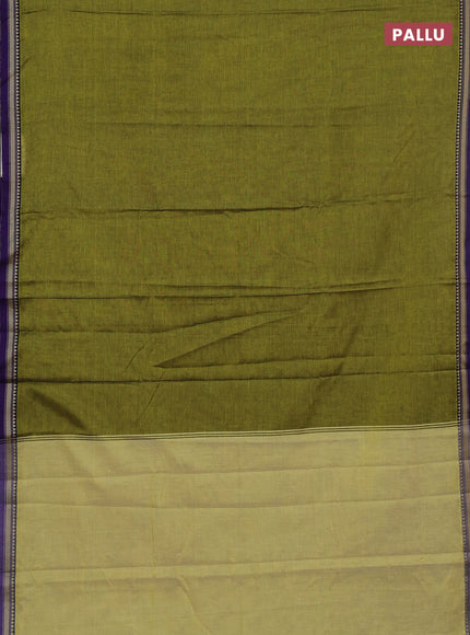 Narayanpet cotton saree light green and blue with plain body and thread woven border