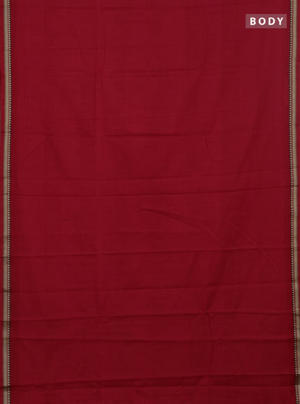 Narayanpet cotton saree red and black with plain body and thread woven border