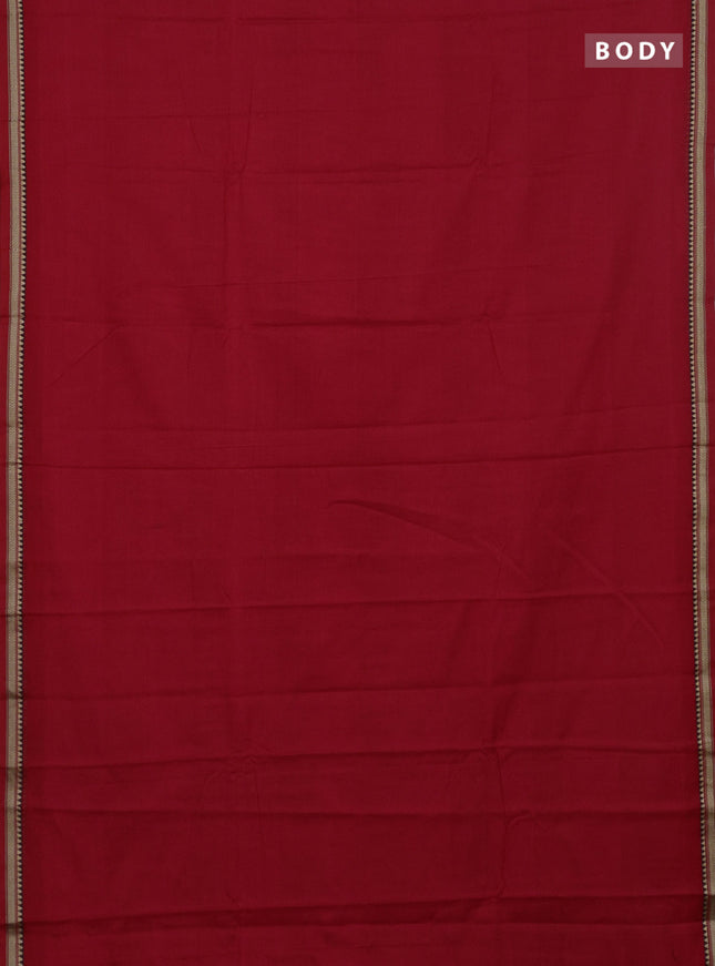 Narayanpet cotton saree red and black with plain body and thread woven border