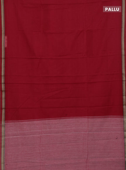 Narayanpet cotton saree red and black with plain body and thread woven border