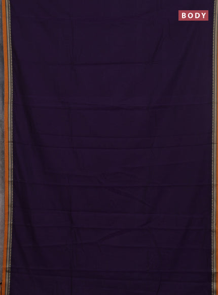 Narayanpet cotton saree violet and orange with plain body and thread woven border
