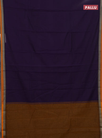 Narayanpet cotton saree violet and orange with plain body and thread woven border