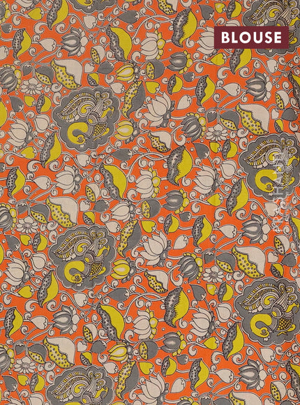 Narayanpet cotton saree violet and orange with plain body and thread woven border