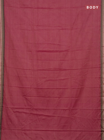 Narayanpet cotton saree pink shade and cs blue with plain body and thread woven border