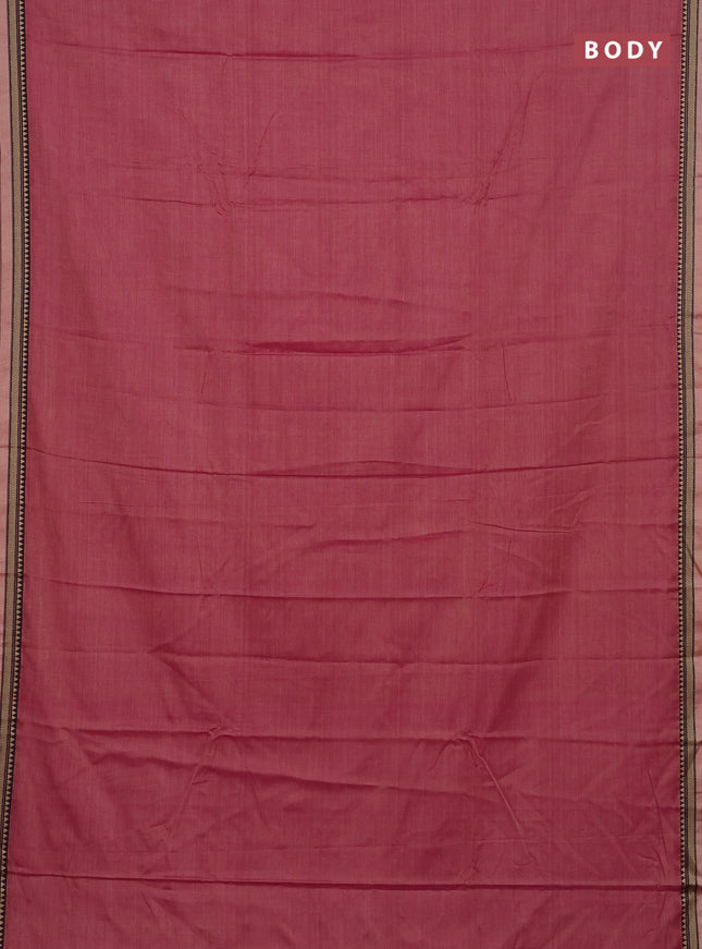 Narayanpet cotton saree pink shade and cs blue with plain body and thread woven border