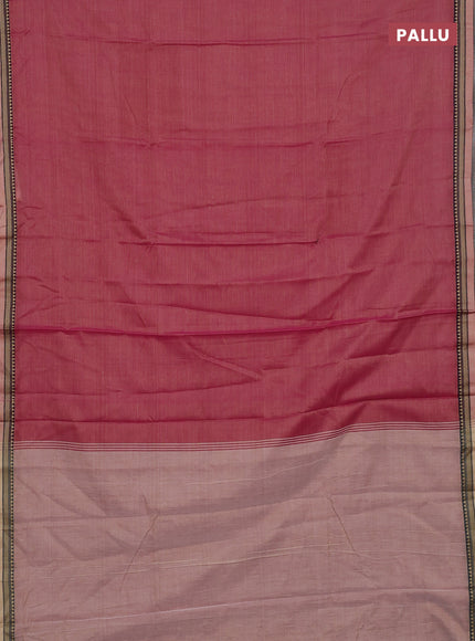 Narayanpet cotton saree pink shade and cs blue with plain body and thread woven border