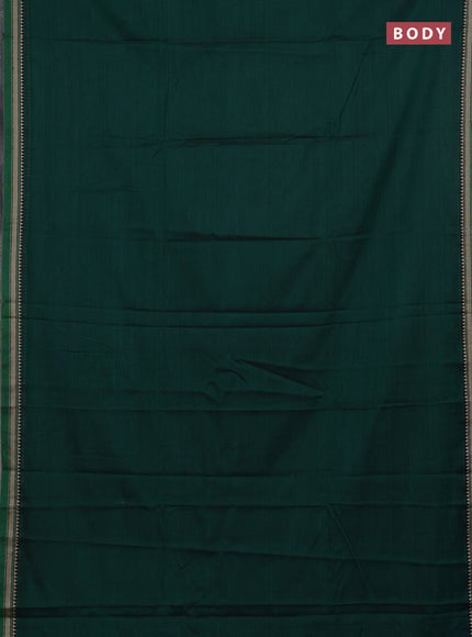Narayanpet cotton saree green and beige with plain body and thread woven border