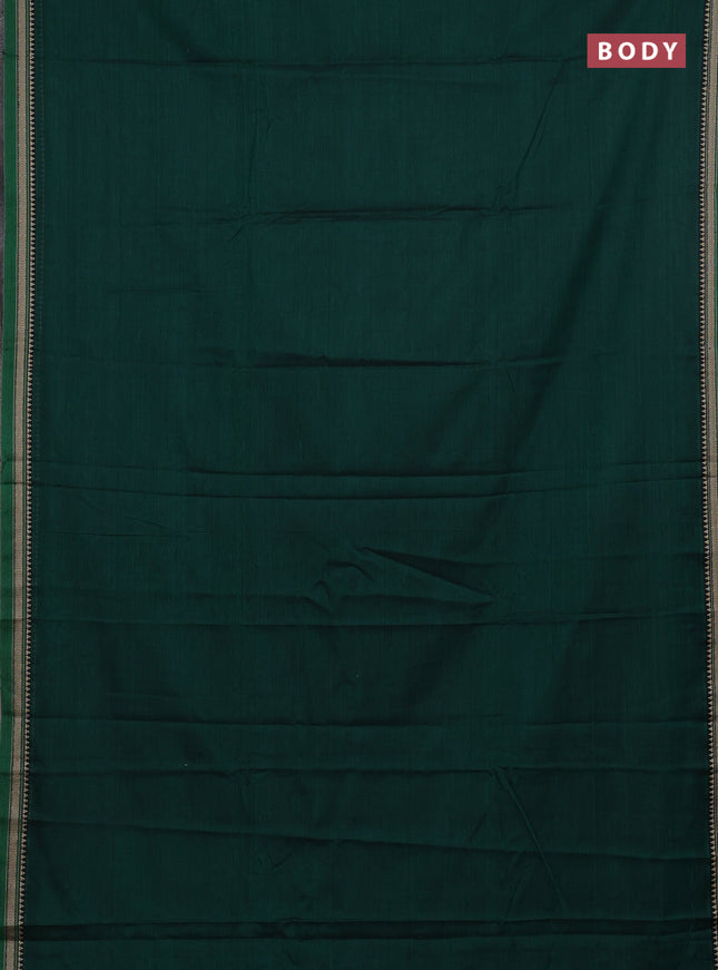 Narayanpet cotton saree green and beige with plain body and thread woven border