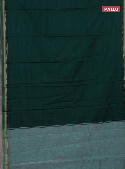 Narayanpet cotton saree green and beige with plain body and thread woven border