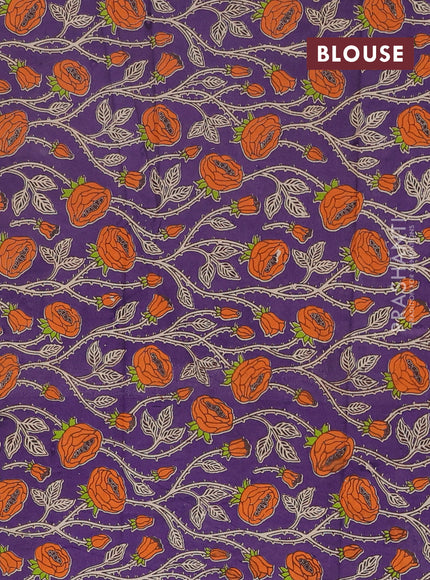 Narayanpet cotton saree sunset orange and violet with plain body and thread woven border