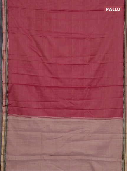 Narayanpet cotton saree dual shade of pink and peacock green with plain body and thread woven border