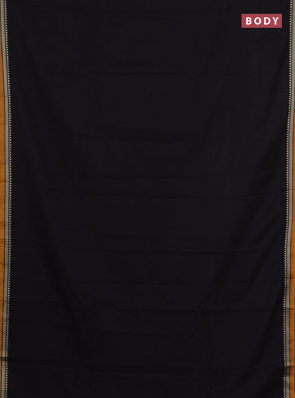 Narayanpet cotton saree black and yellow with plain body and thread woven border