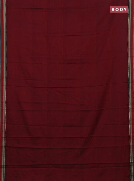 Narayanpet cotton saree maroon and grey with plain body and thread woven border
