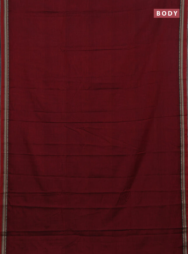 Narayanpet cotton saree maroon and grey with plain body and thread woven border