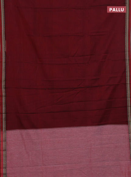 Narayanpet cotton saree maroon and grey with plain body and thread woven border