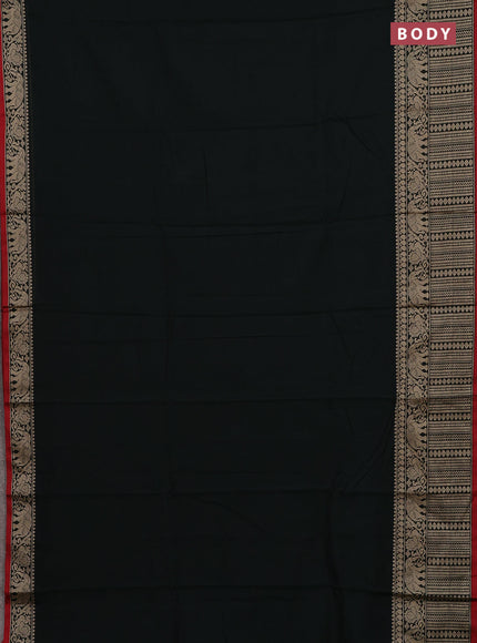 Narayanpet cotton saree bottle green and red yellow with plain body and long thread woven border