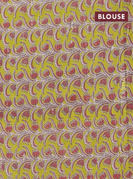 Narayanpet cotton saree red and light green with plain body and long thread woven border