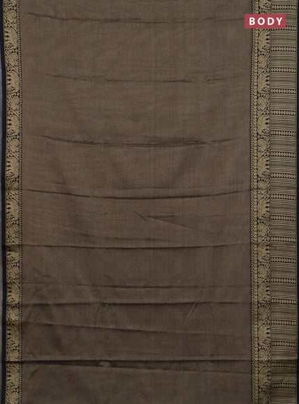 Narayanpet cotton saree chikku shade and black with plain body and long thread woven border