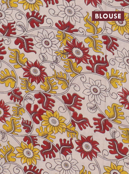 Narayanpet cotton saree red shade and beige with plain body and long thread woven border