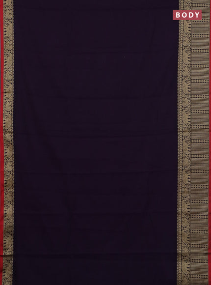 Narayanpet cotton saree wine shade and maroon with plain body and long thread woven border