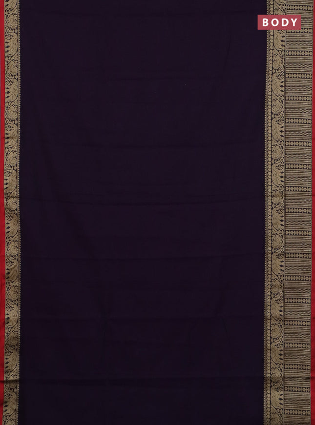 Narayanpet cotton saree wine shade and maroon with plain body and long thread woven border