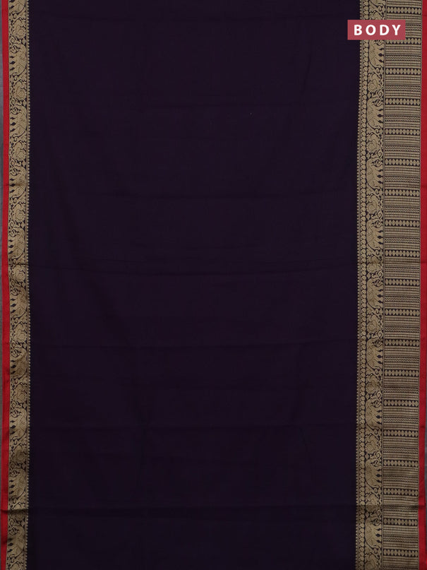 Narayanpet cotton saree wine shade and maroon with plain body and long thread woven border