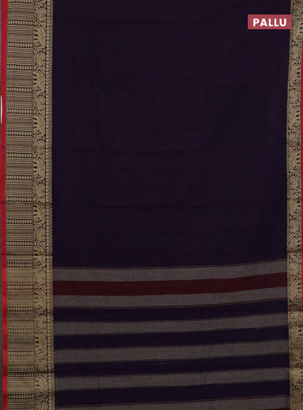 Narayanpet cotton saree wine shade and maroon with plain body and long thread woven border