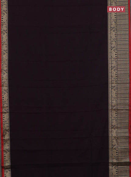 Narayanpet cotton saree wine shade and red yellow with plain body and long thread woven border