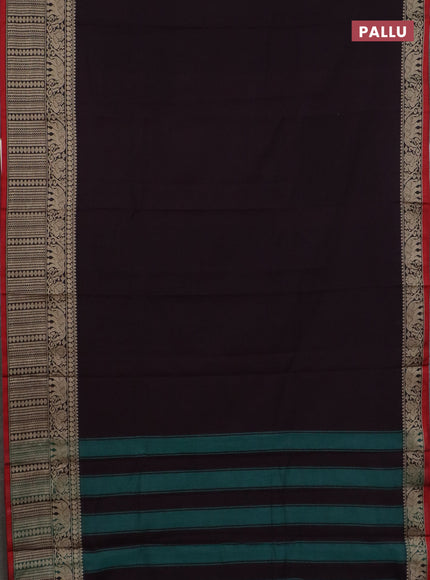 Narayanpet cotton saree wine shade and red yellow with plain body and long thread woven border