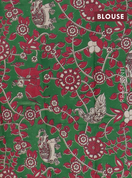 Narayanpet cotton saree red and green with plain body and long thread woven border