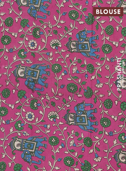 Narayanpet cotton saree dual shade of bluish green and red pink with plain body and long thread woven border