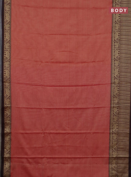 Narayanpet cotton saree red shade and maroon black with plain body and long thread woven border