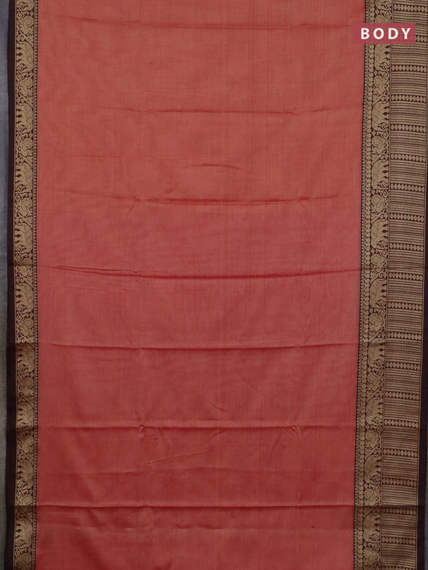 Narayanpet cotton saree red shade and maroon black with plain body and long thread woven border