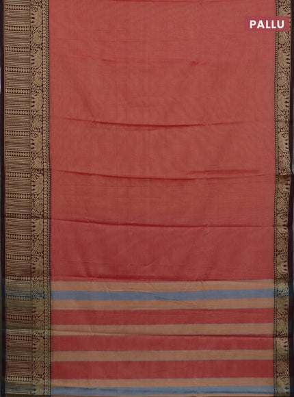 Narayanpet cotton saree red shade and maroon black with plain body and long thread woven border