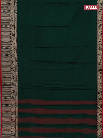 Narayanpet cotton saree green and red beige with plain body and long thread woven border