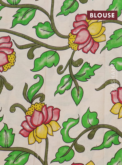 Narayanpet cotton saree green and red beige with plain body and long thread woven border
